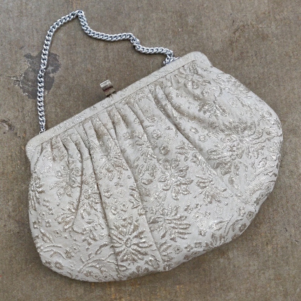 Cream Embroidered Clutch